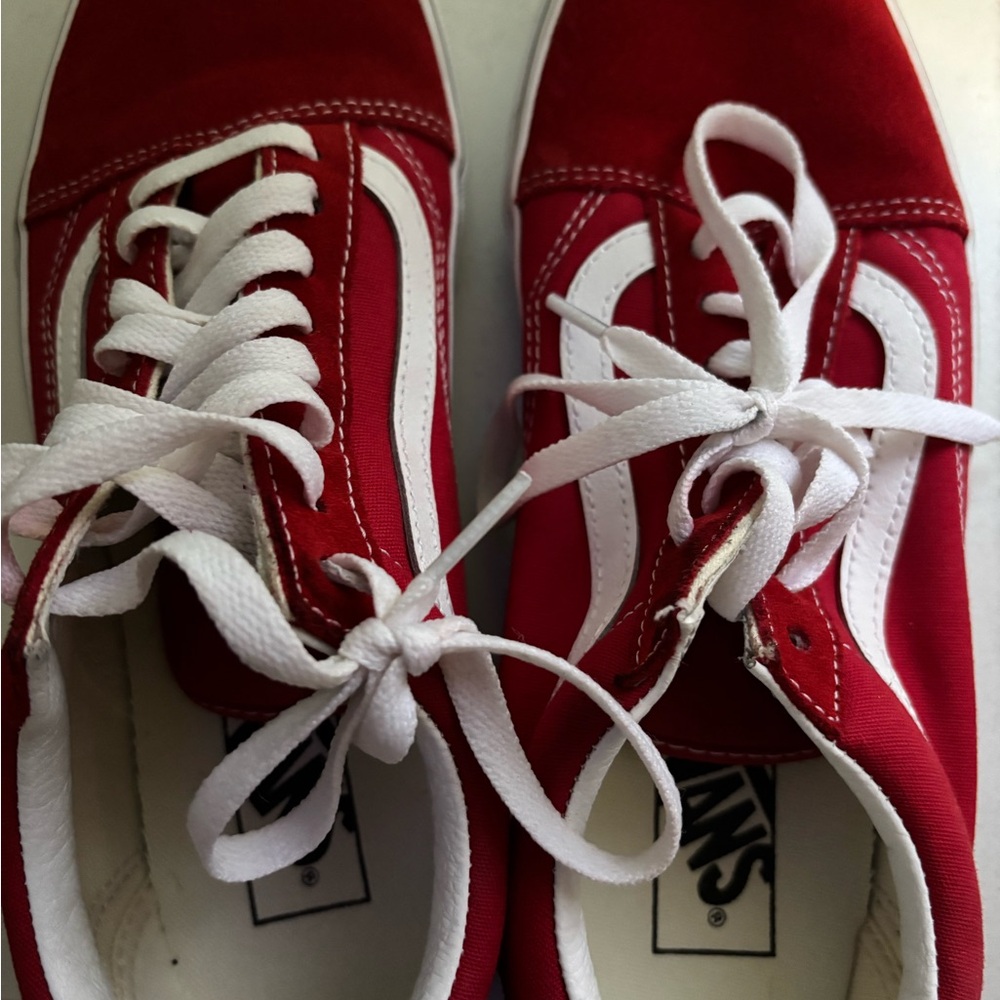 Vans Classic Red and White Lace-Up Shoes